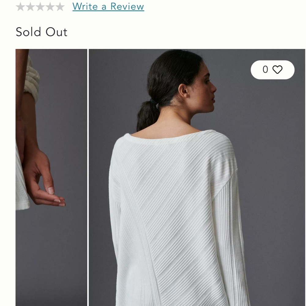 Maeve by Anthropologie White Ribbed Knit Tunic Sweater 100% cotton 🌱☁️ - Picture 7 of 7